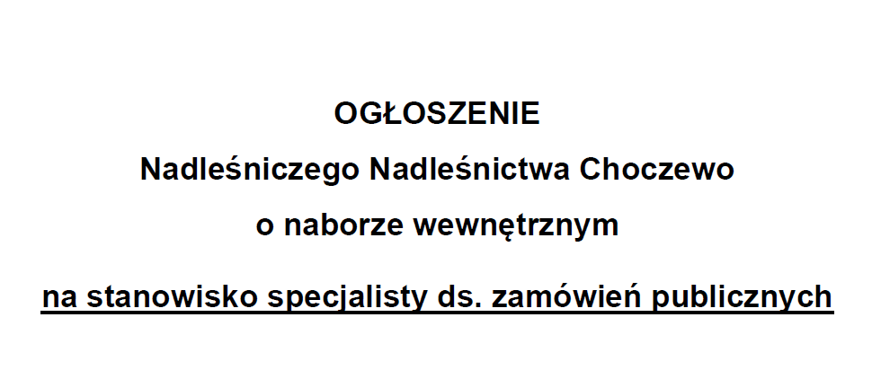 Ogłoszenie o naborze wewnętrznym na stanowisko specjalisty ds. zamówień publicznych